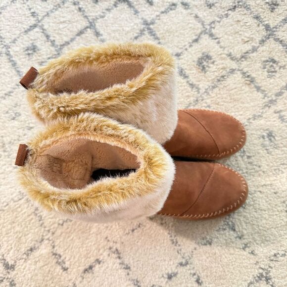 NEW TOMS Nepal Snow Boot in Sequoia Dark Amber Suede Faux Fur Size 7 - Picture 7 of 9